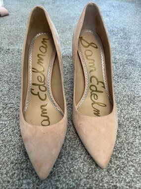 Sam Edelman Blush Pink Suede Pointed-Toe Pumps